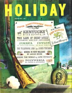 Hemingway’s “The Faithful Bull” was published in the March 1951 issue of  Holiday magazine. Two ‘fables’ by Hemingway were included in this issue. Neither title appeared on the cover, only their famous author’s name.