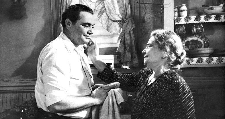 Before events leave them both questioning where they are in life, Marty (Ernest Borgnine) and his mother (Esther Minciotti) share a tender moment in the Academy Award winning Marty (1955). 