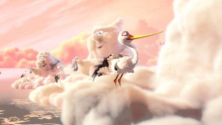 In Partly Cloudy, (2009) the storks joyously set out at dawn to deliver their babies on a day that’s awash in an adorable pinky-cloud-glow.