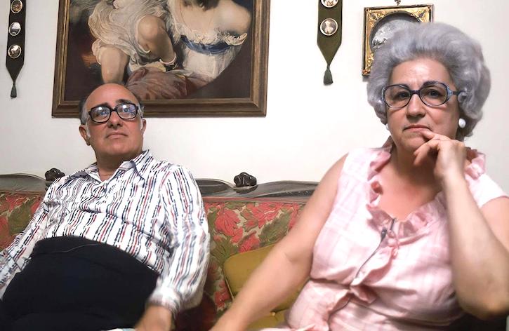 Charles and Catherine Scorsese in their modest apartment in New York City’s Little Italy, getting ready to  answer their son, NYU film professor Martin Scorsese’s, questions for his documentary, Italianamerican (1974).